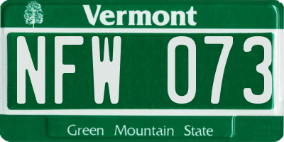 VT license plate NFW073