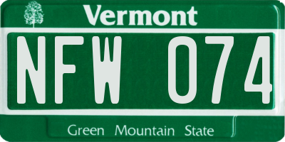 VT license plate NFW074
