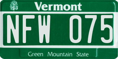 VT license plate NFW075