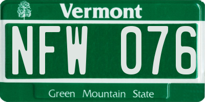 VT license plate NFW076