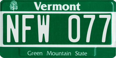 VT license plate NFW077