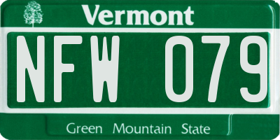 VT license plate NFW079