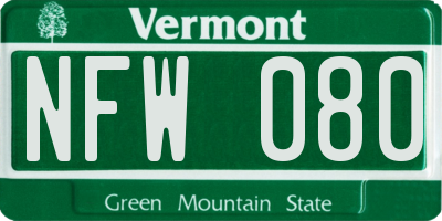 VT license plate NFW080