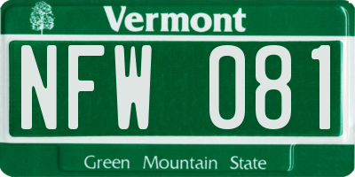 VT license plate NFW081