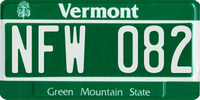 VT license plate NFW082