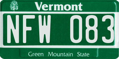 VT license plate NFW083