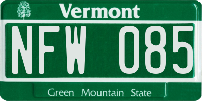 VT license plate NFW085