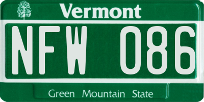 VT license plate NFW086