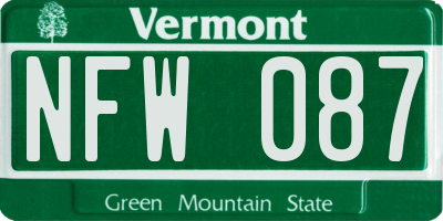 VT license plate NFW087
