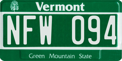 VT license plate NFW094