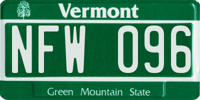 VT license plate NFW096