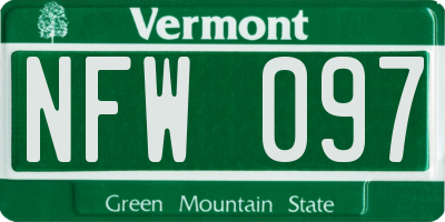 VT license plate NFW097