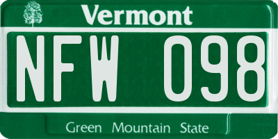 VT license plate NFW098