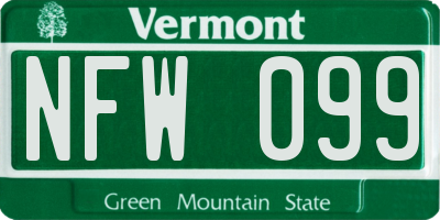 VT license plate NFW099