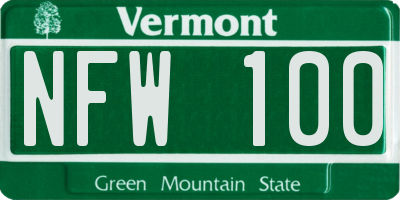 VT license plate NFW100