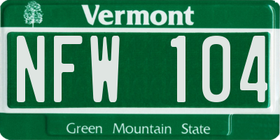 VT license plate NFW104