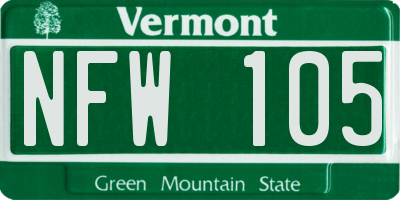 VT license plate NFW105