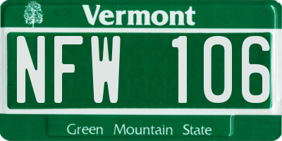 VT license plate NFW106
