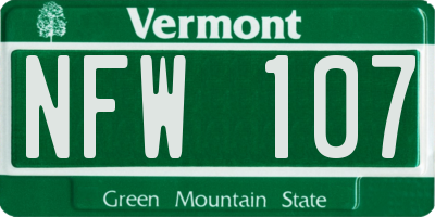 VT license plate NFW107