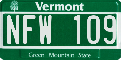 VT license plate NFW109