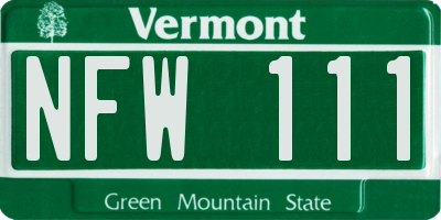 VT license plate NFW111