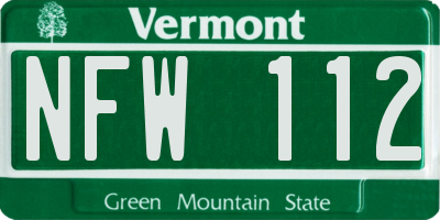 VT license plate NFW112