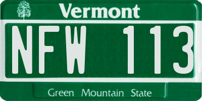 VT license plate NFW113