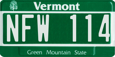 VT license plate NFW114