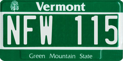 VT license plate NFW115