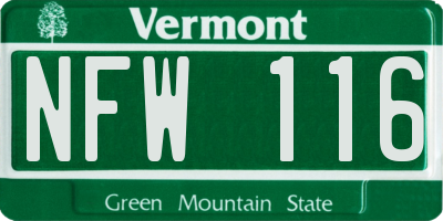 VT license plate NFW116