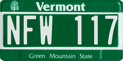 VT license plate NFW117
