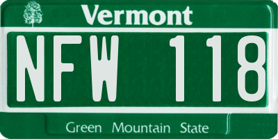 VT license plate NFW118