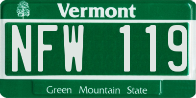 VT license plate NFW119