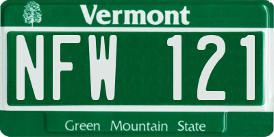 VT license plate NFW121