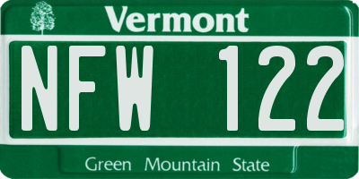 VT license plate NFW122