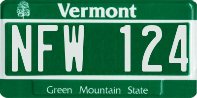 VT license plate NFW124