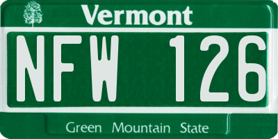 VT license plate NFW126