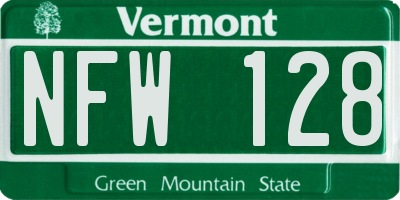 VT license plate NFW128