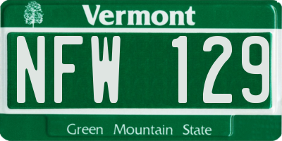 VT license plate NFW129