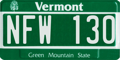 VT license plate NFW130