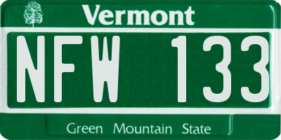 VT license plate NFW133