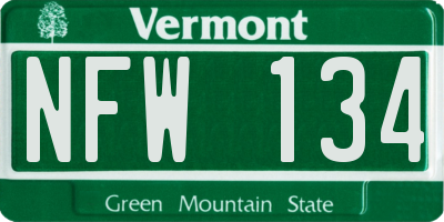 VT license plate NFW134