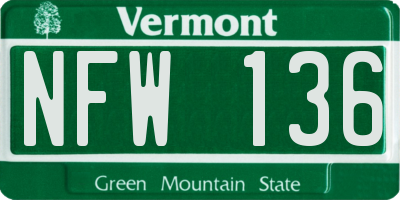 VT license plate NFW136