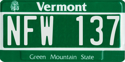 VT license plate NFW137