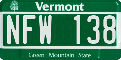 VT license plate NFW138
