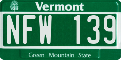 VT license plate NFW139