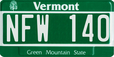 VT license plate NFW140