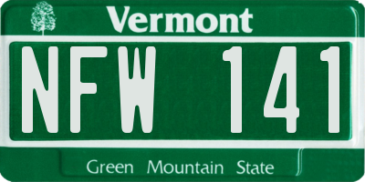 VT license plate NFW141