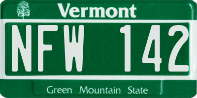 VT license plate NFW142