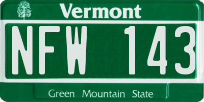 VT license plate NFW143